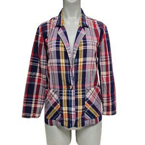 80s - 90s Haberdashery plaid blazer . size 6 P . made in USA